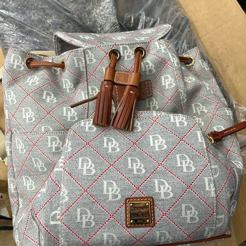Dooney & Bourke Logo Backpack with Tassels, NWOT - Picture 12 of 12